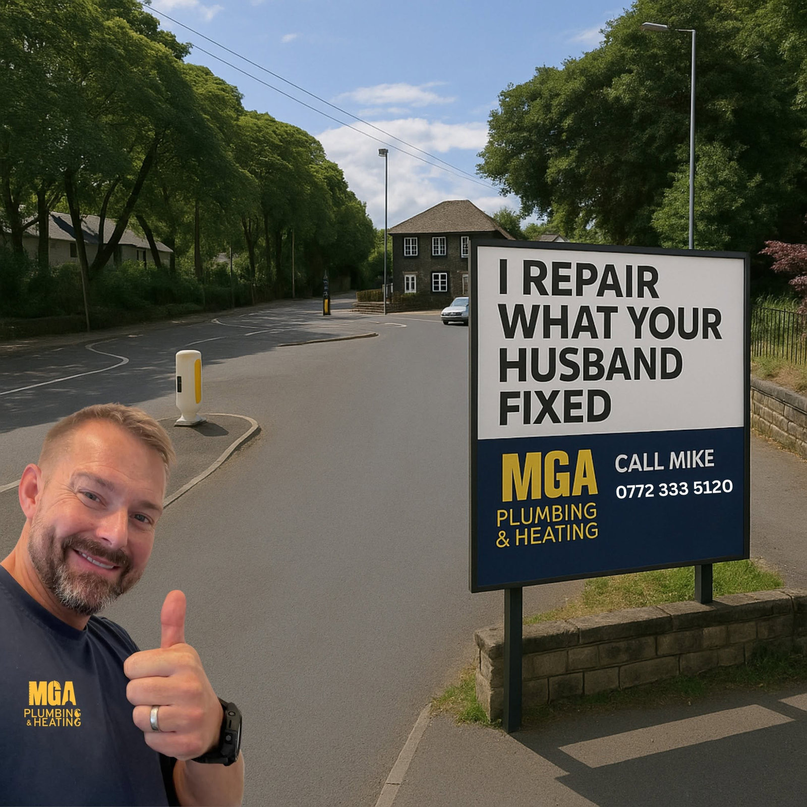 MGA billboard: I repair what your husband fixed